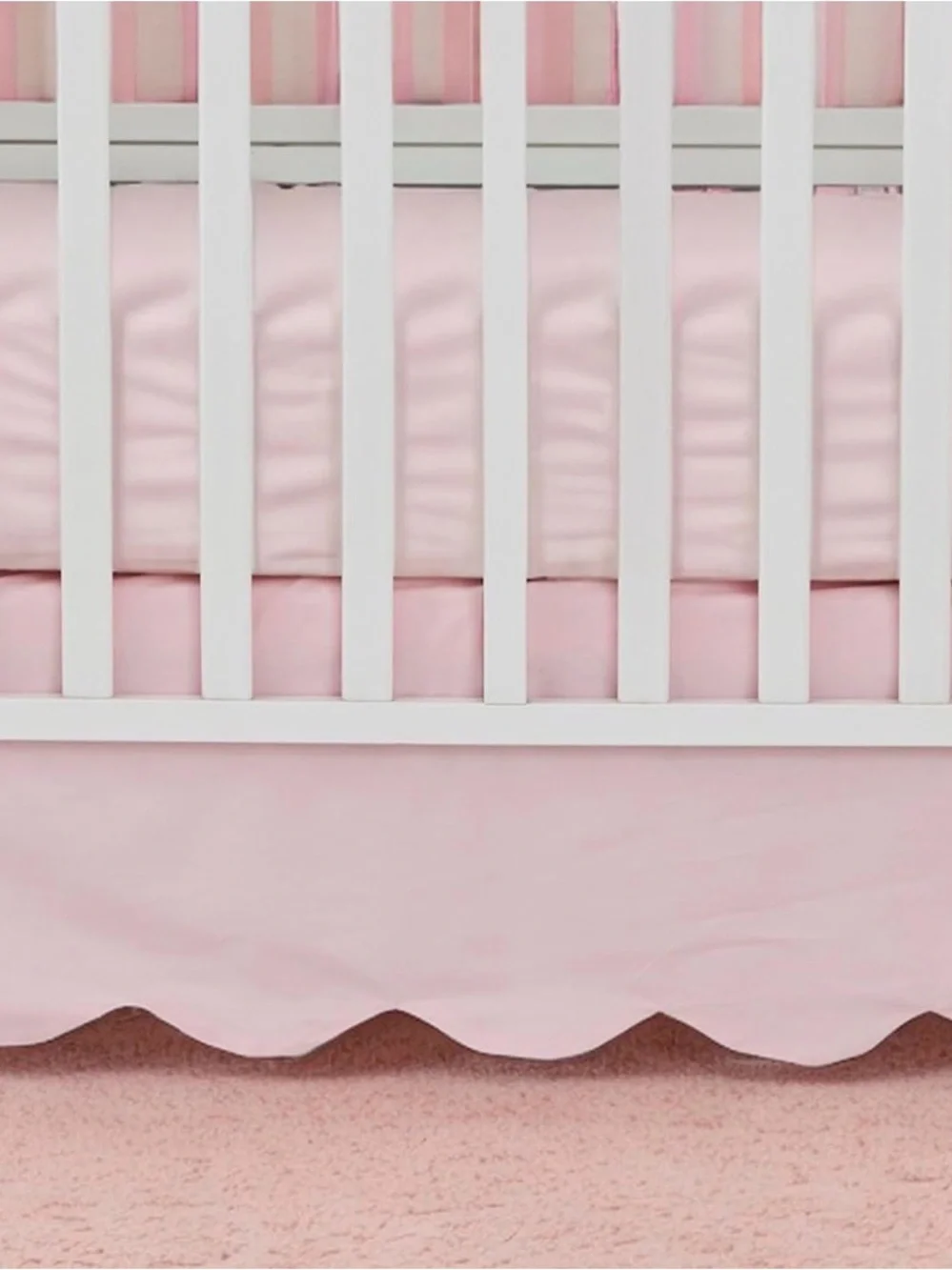 Soft Pink Baby Crib BED SKIRT scalloped and